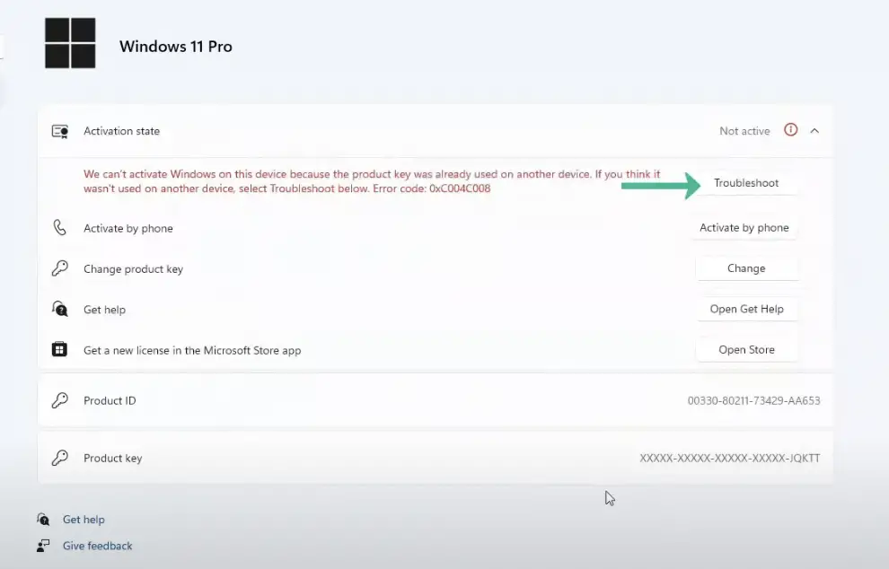 troubleshoot activation win 11
