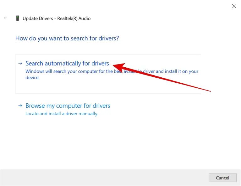 search automatically for drivers