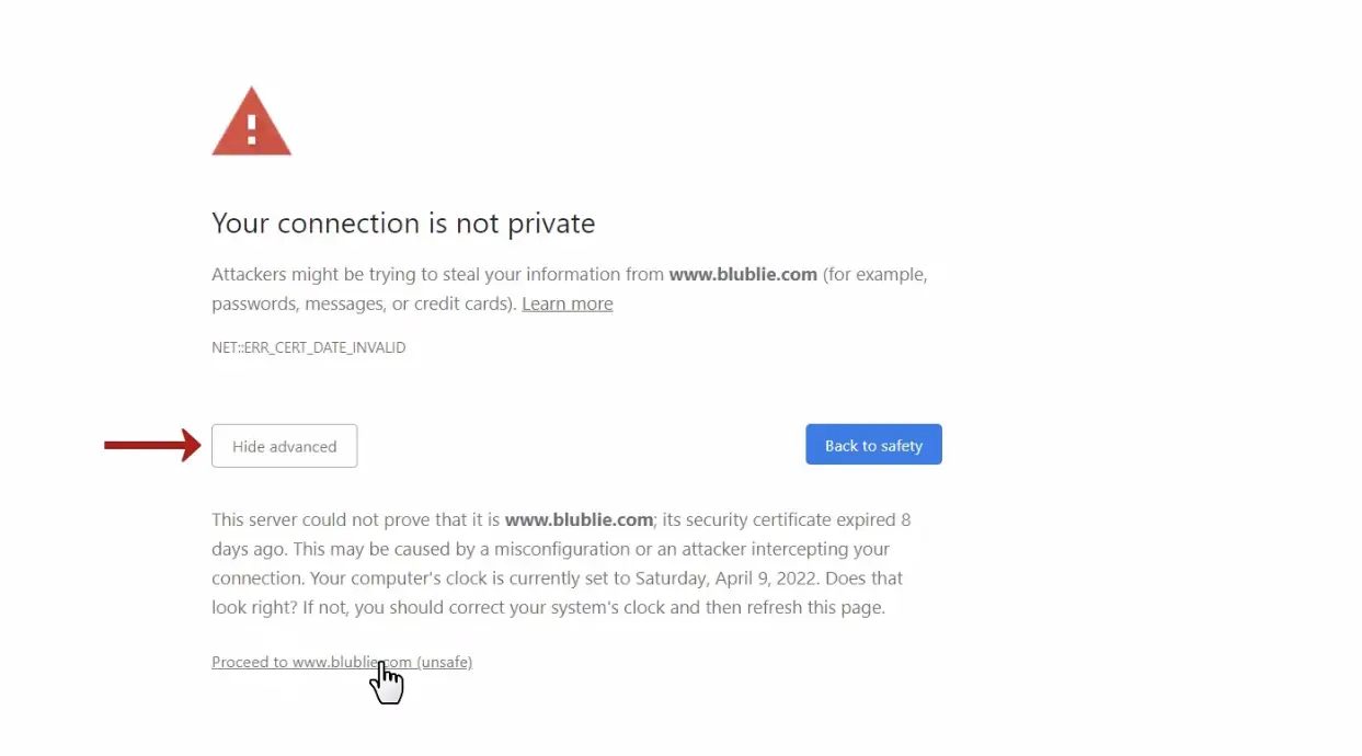 connection is not private chrome