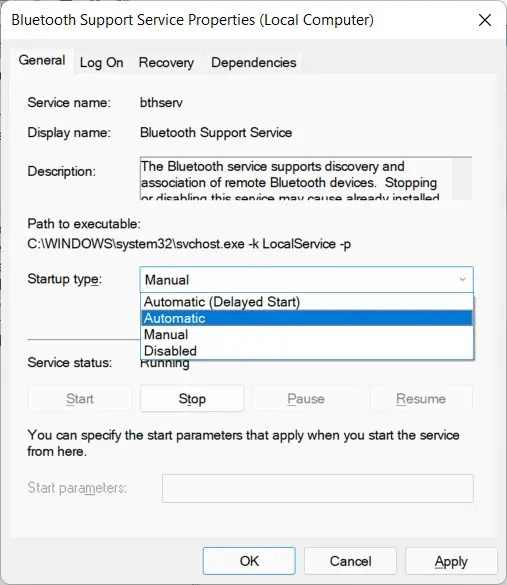 startup type automatic