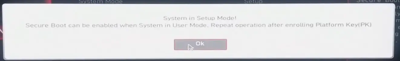 Fix: System in Setup Mode Secure Boot Can Be Enabled When System In User Mode