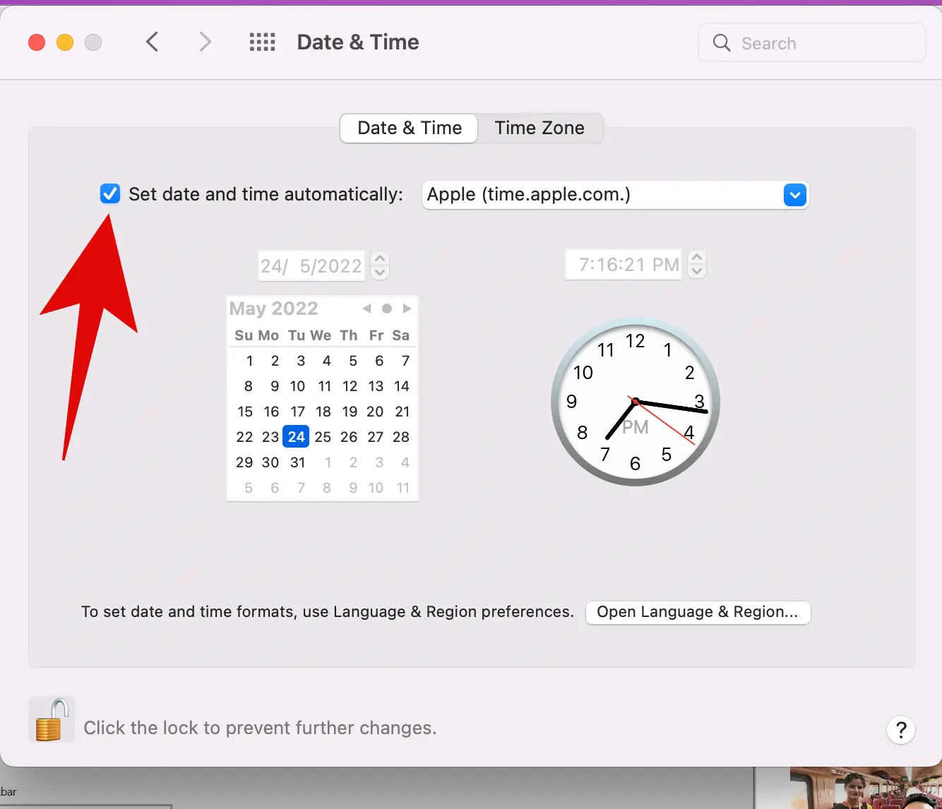set date and time automatically mac