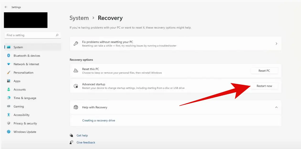 system recovery windows