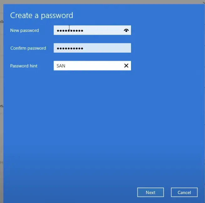 create a password on Windows 11