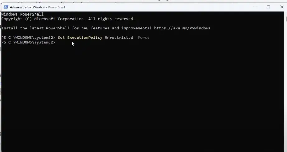 Installing the Debloater set executionpolicy unrestricted