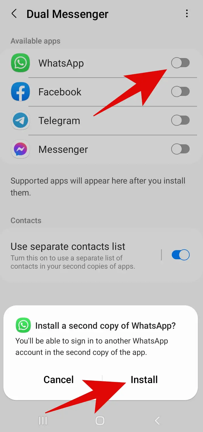 Install Dual WhatsApp on Android