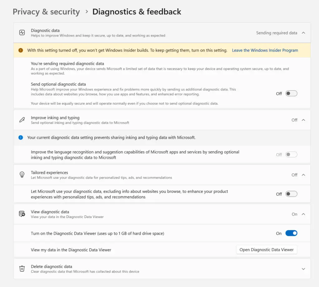 disable diagnostic data to speed up windows 11