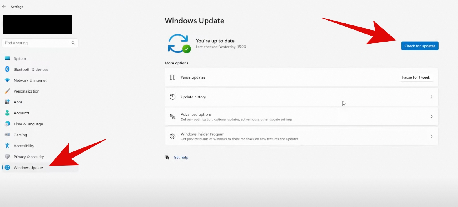 Updating Windows to Fix Webcam not working on Windows 11/10