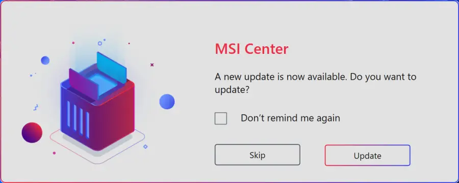 update msi center