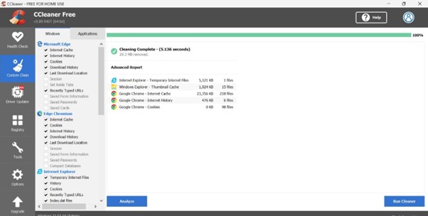 CCleaner application for Windows 11