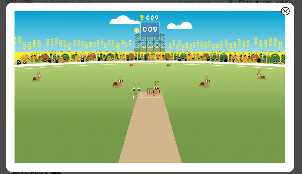 Google Doodle Games cricket