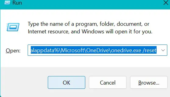 command to reset onedrive