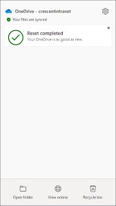 Onedrive reset completed