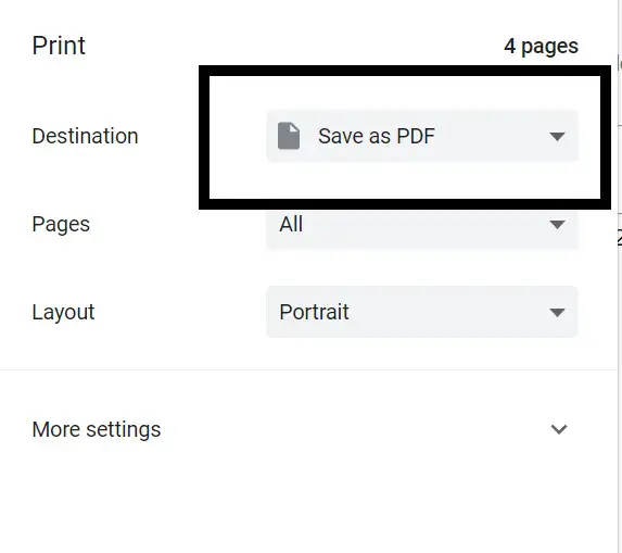 select save as PDF format