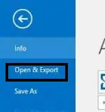click on open & export 