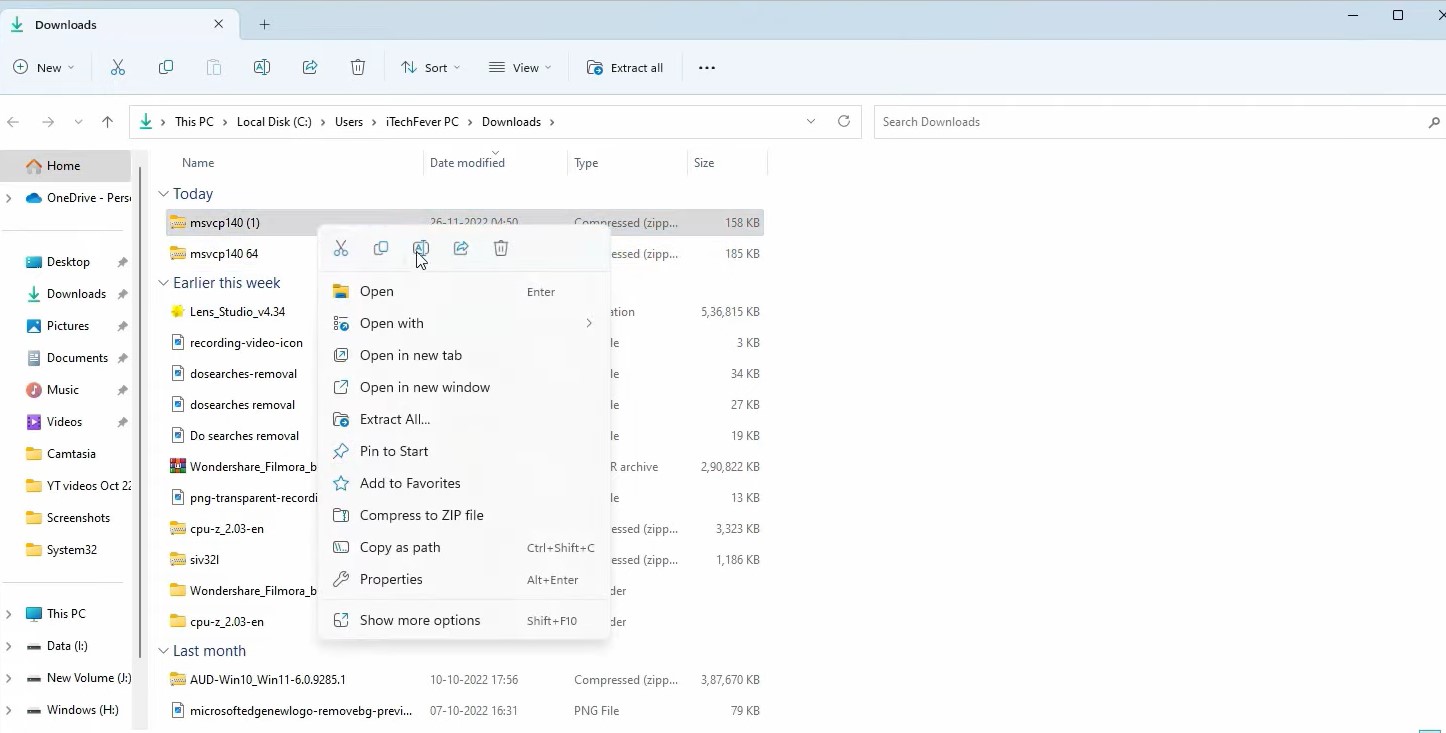 rename DLL files to fix MSVCP140.DLL missing