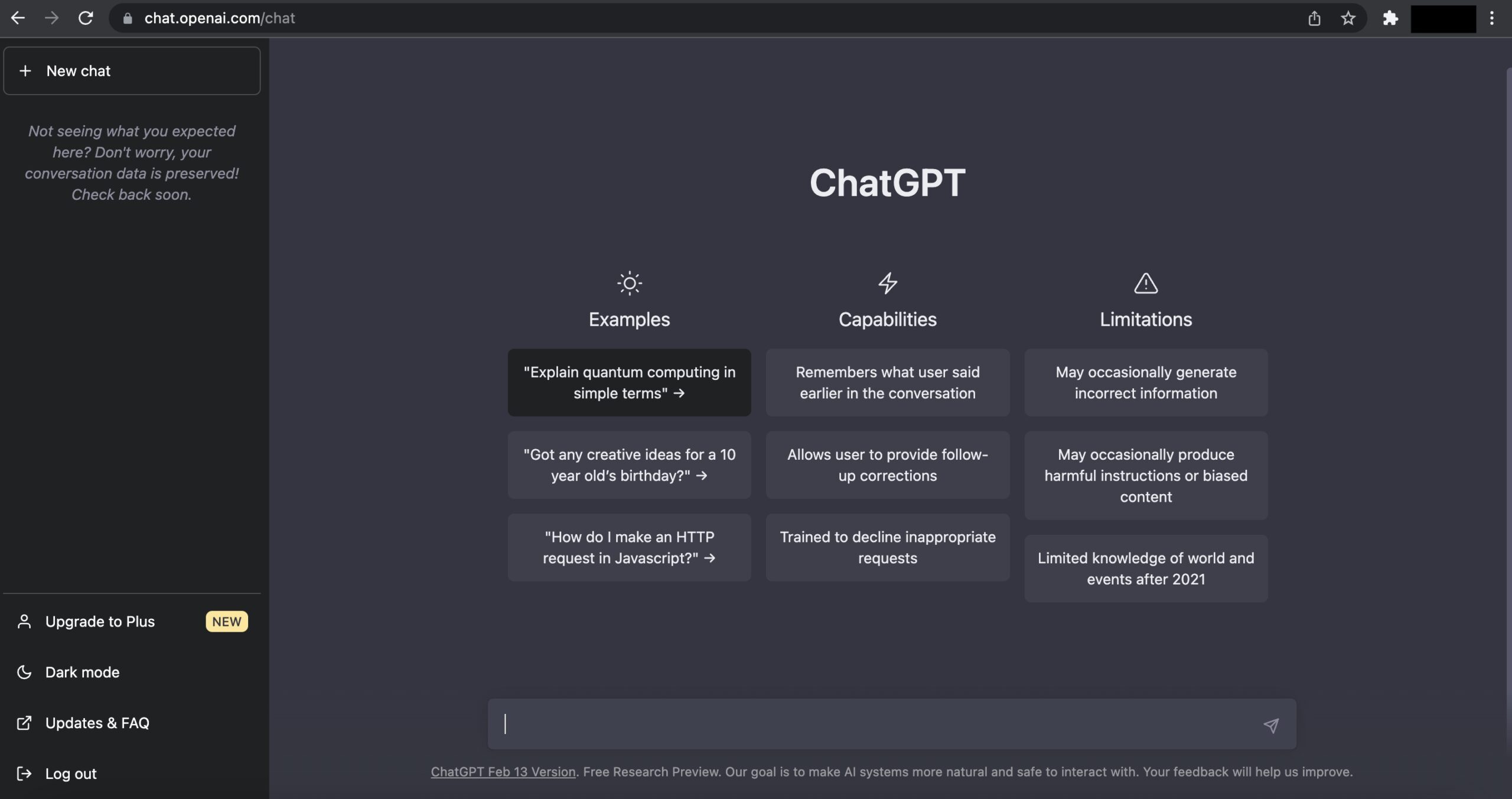 ChatGPT Homepage