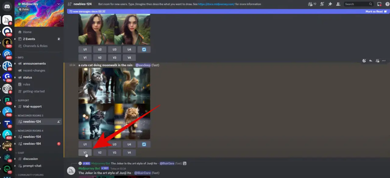 Creating variants on Midjourney AI