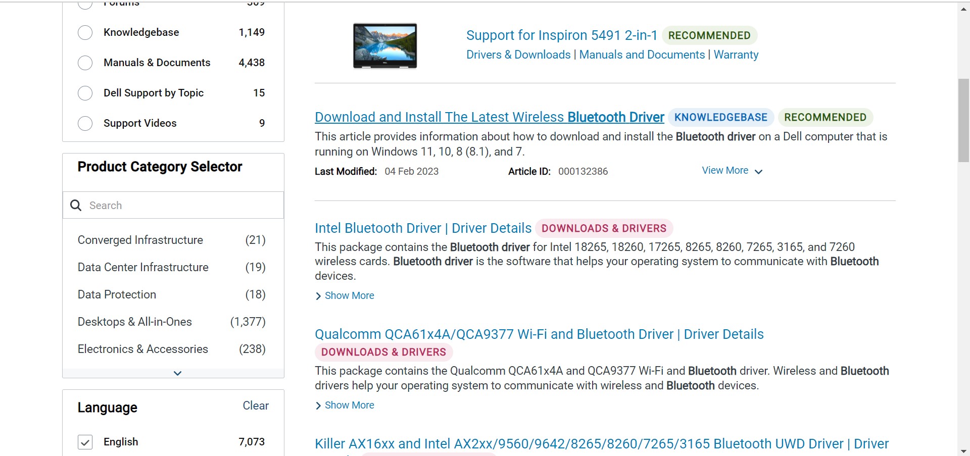 Install Bluetooth driver from laptop manufacturer's website