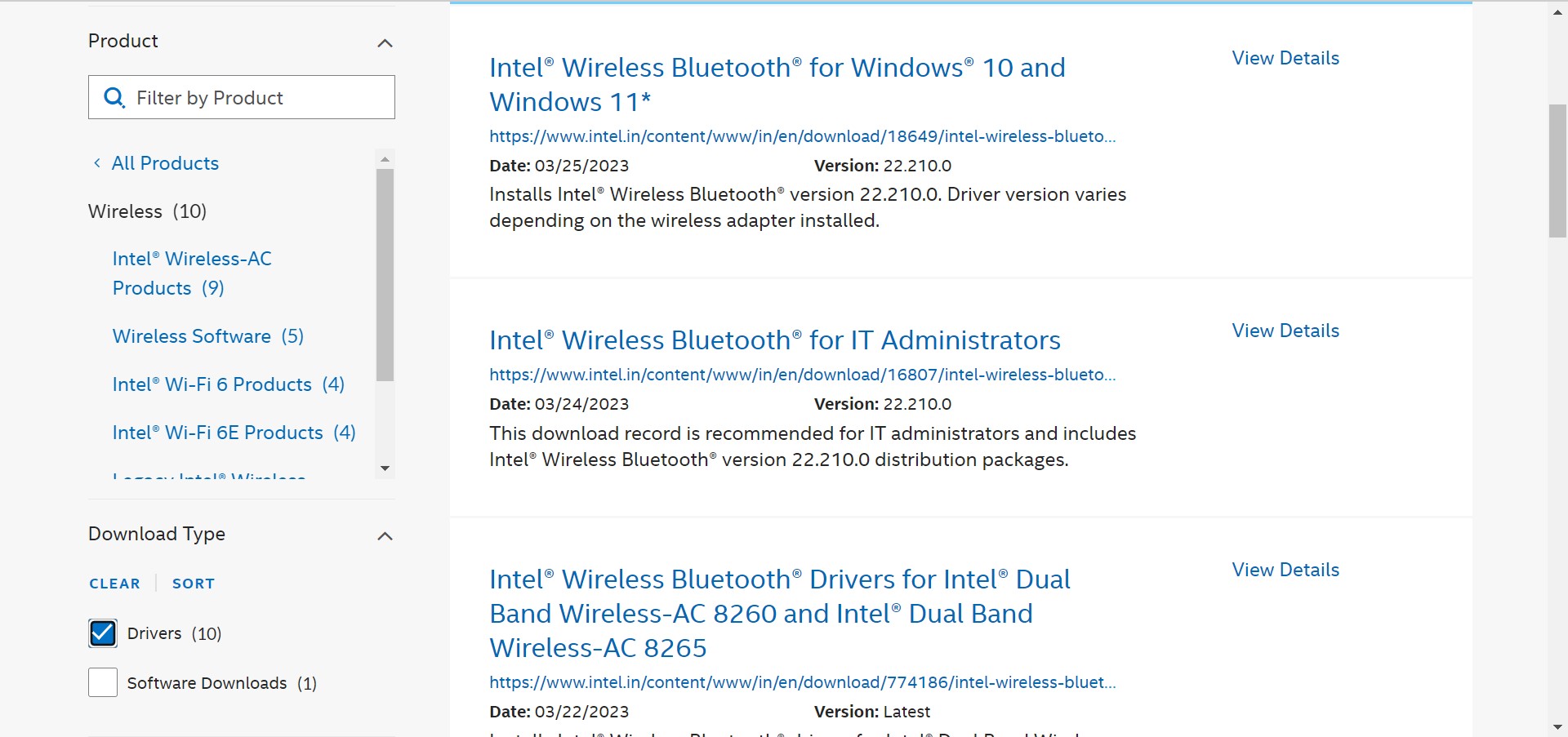 intel Bluetooth driver