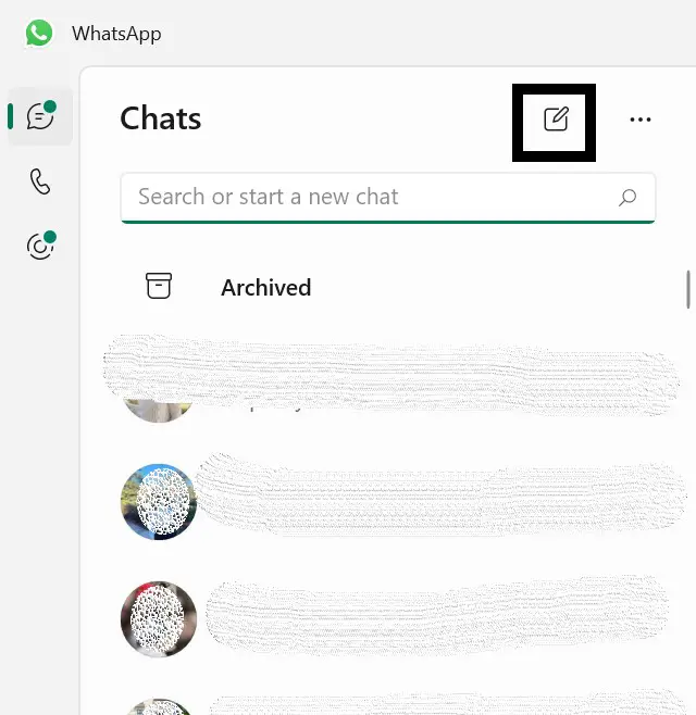 new chat icon to message yourself on WhatsApp