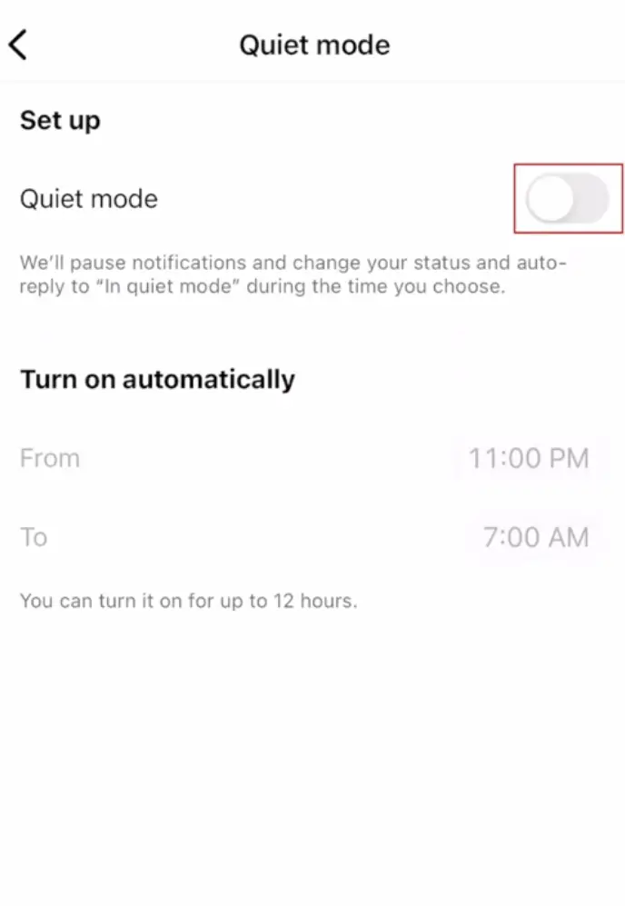 turn on notifications using quiet mode