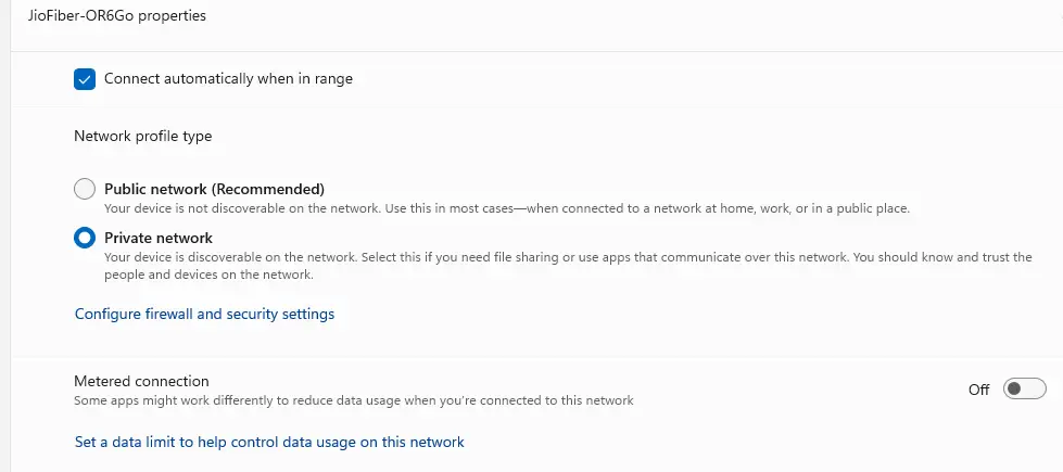 network profile